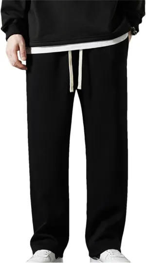 Men Spring Sweatpants Korean Sportswear Drawstring Wide Leg Straight Track Pants Cotton Loose Trousers