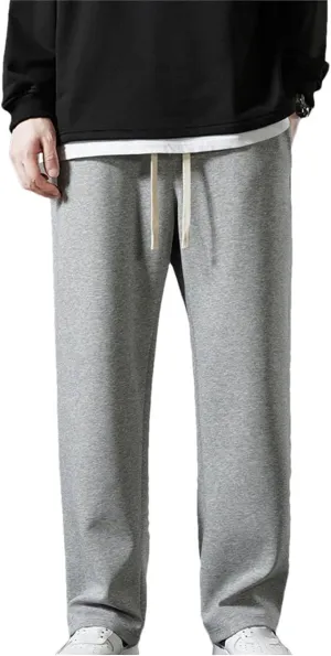 Men Spring Sweatpants Korean Sportswear Drawstring Wide Leg Straight Track Pants Cotton Loose Trousers