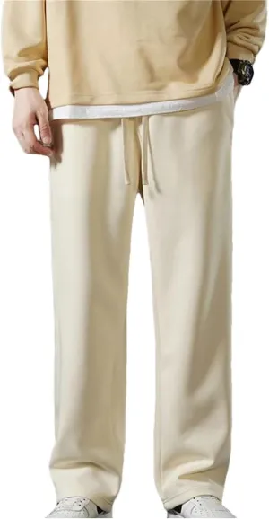 Men Spring Sweatpants Korean Sportswear Drawstring Wide Leg Straight Track Pants Cotton Loose Trousers
