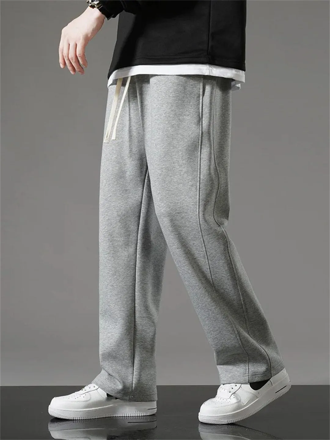 Men Spring Sweatpants Korean Sportswear Drawstring Wide Leg Straight Track Pants Cotton Loose Trousers