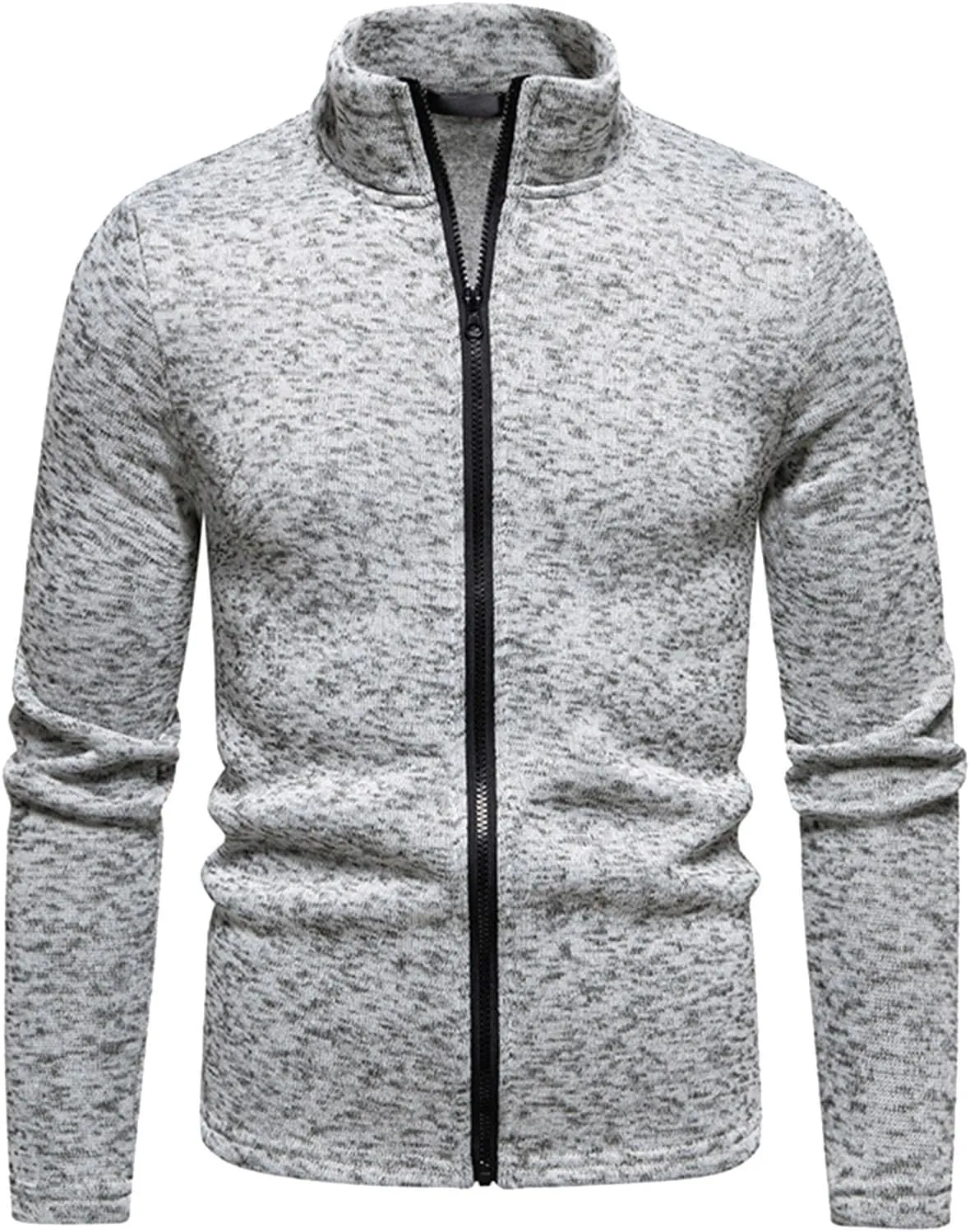 Men's Fleece Full Zip Jacket Lightweight Stand Collar Jackets Soft Warm Windproof Casual Workout Sports Coats