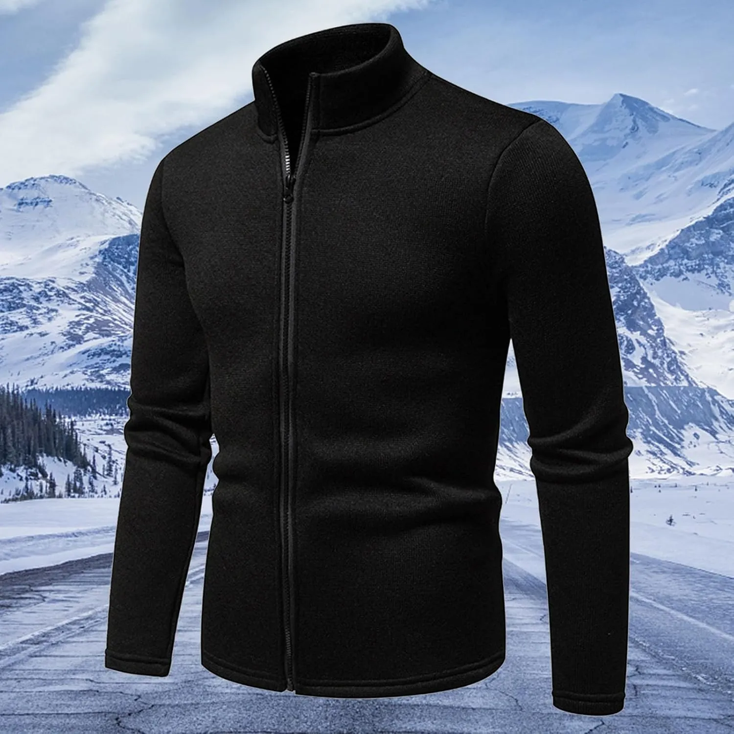 Men's Fleece Full Zip Jacket Lightweight Stand Collar Jackets Soft Warm Windproof Casual Workout Sports Coats