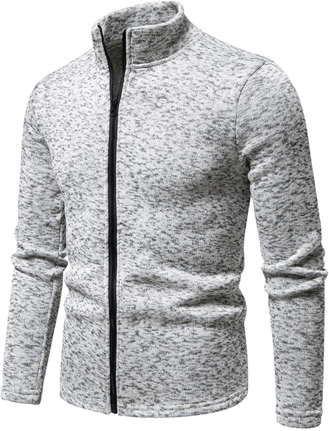 Men's Fleece Full Zip Jacket Lightweight Stand Collar Jackets Soft Warm Windproof Casual Workout Sports Coats