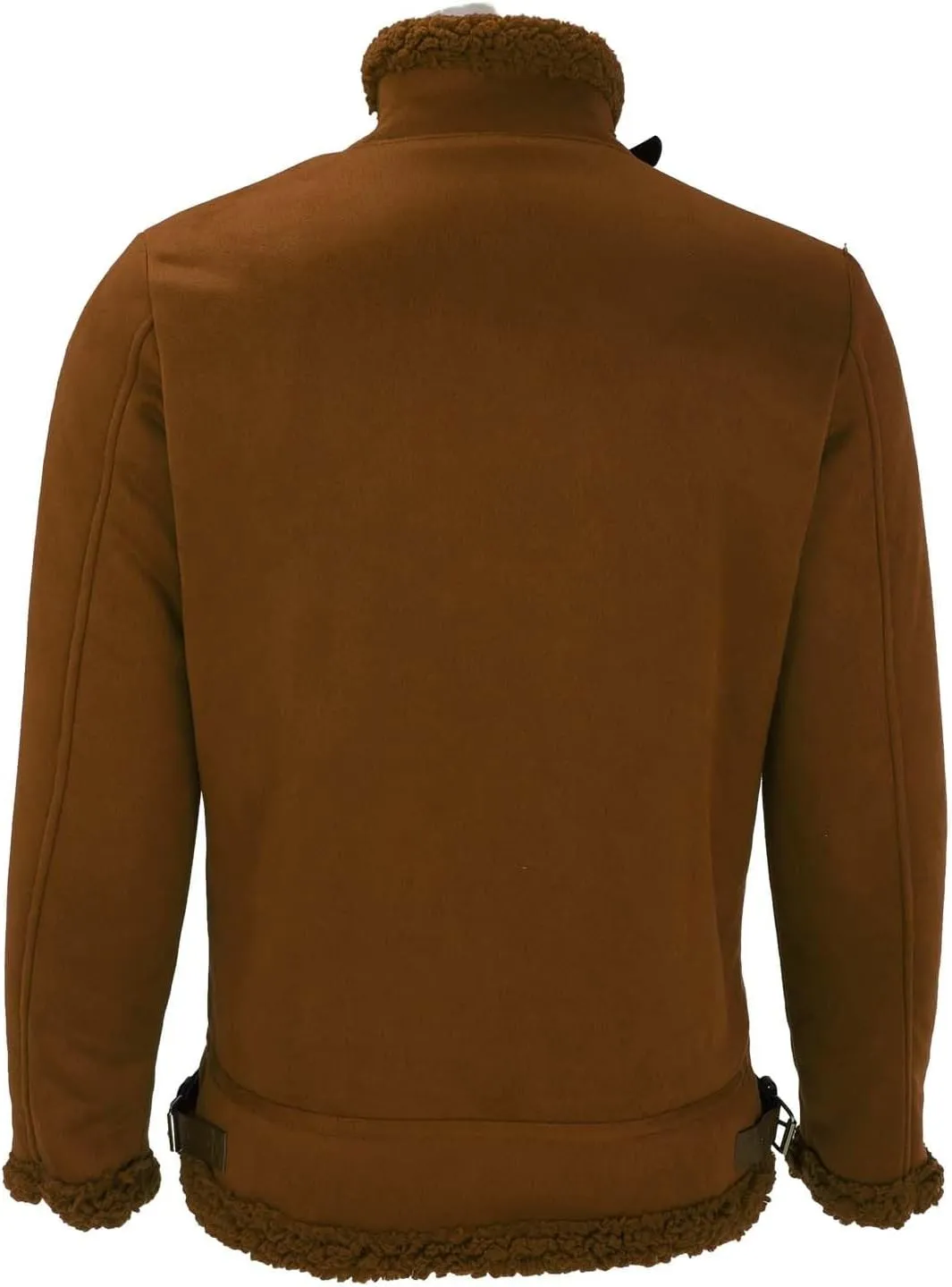 Mens Fleece Lined Jacket Faux Motorcycle Leather Jackets Winter Warm Jacket Coats Vintage Lapel Puffer Coats