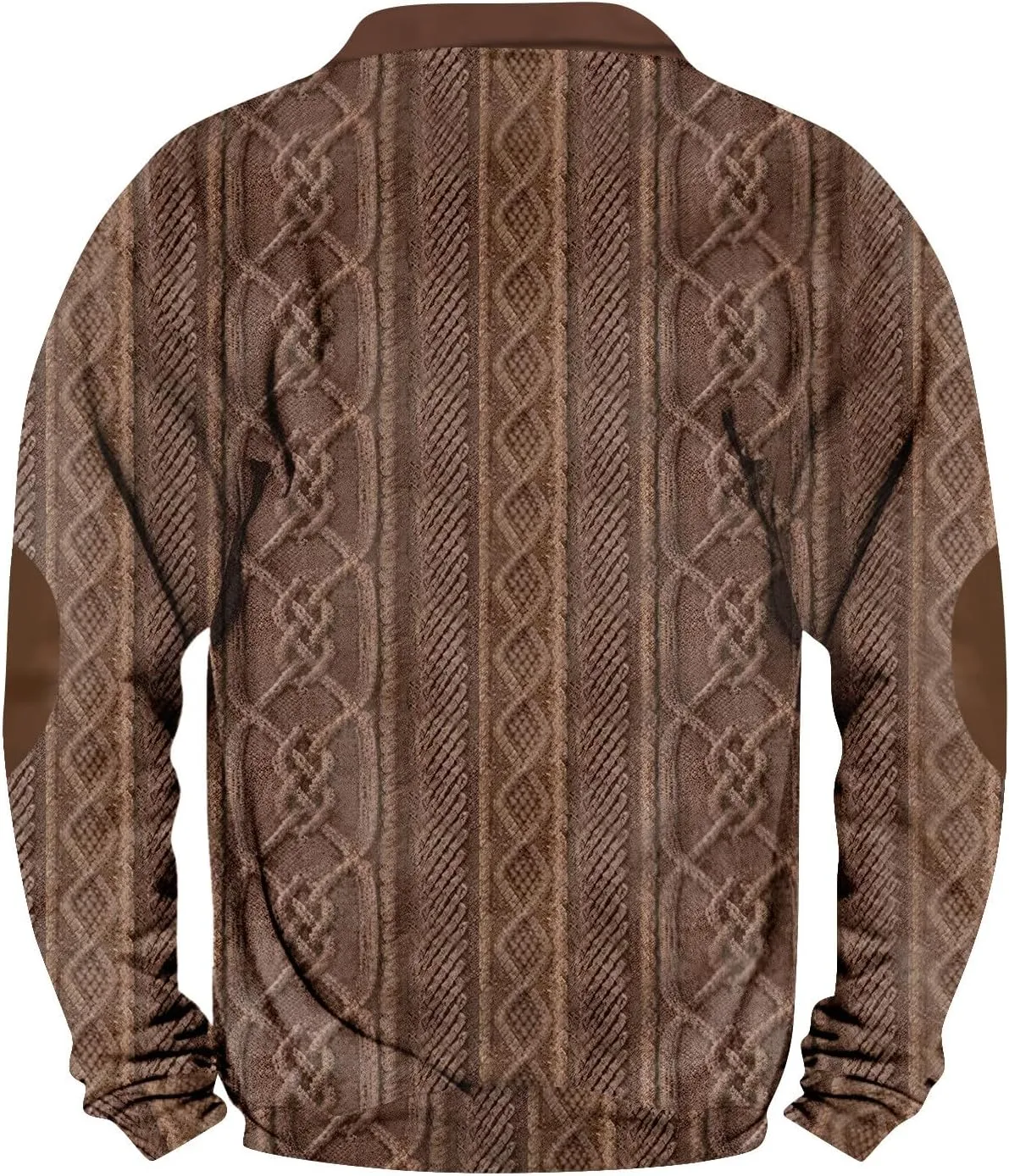 Men's Half Zip Pullover Vintage Long Sleeve Sweatshirt Elbow Patch Sweatshirt Fashion Hoodless Western Top