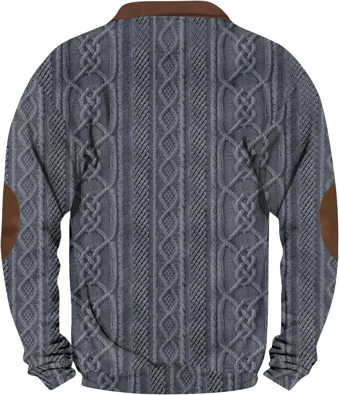 Men's Half Zip Pullover Vintage Long Sleeve Sweatshirt Elbow Patch Sweatshirt Fashion Hoodless Western Top