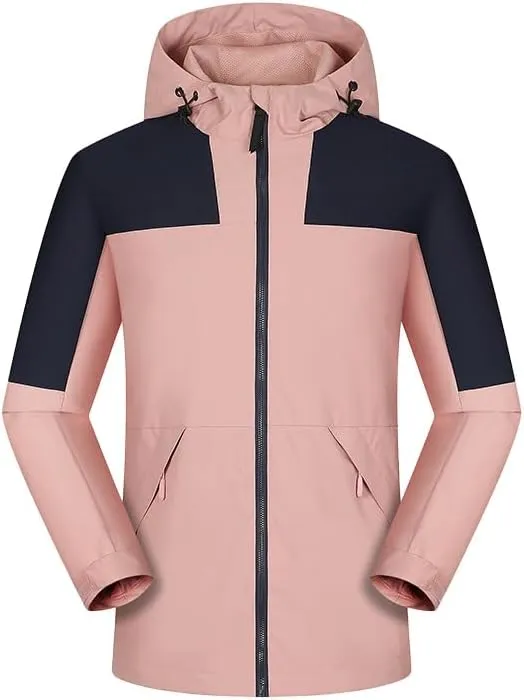 Men's Hooded Softshell Jacket Waterproof Lightweight Rain Jackets Outdoor Casual Sportswear for Hiking