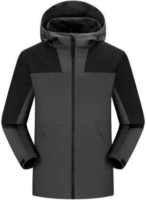 Men's Hooded Softshell Jacket Waterproof Lightweight Rain Jackets Outdoor Casual Sportswear for Hiking