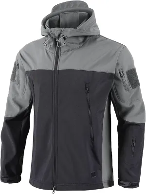 Men's Hooded Waterproof Jacket Lightweight Rain Jackets Full Zip Softshell Coats Outdoor Casual Patchwork Sportswear