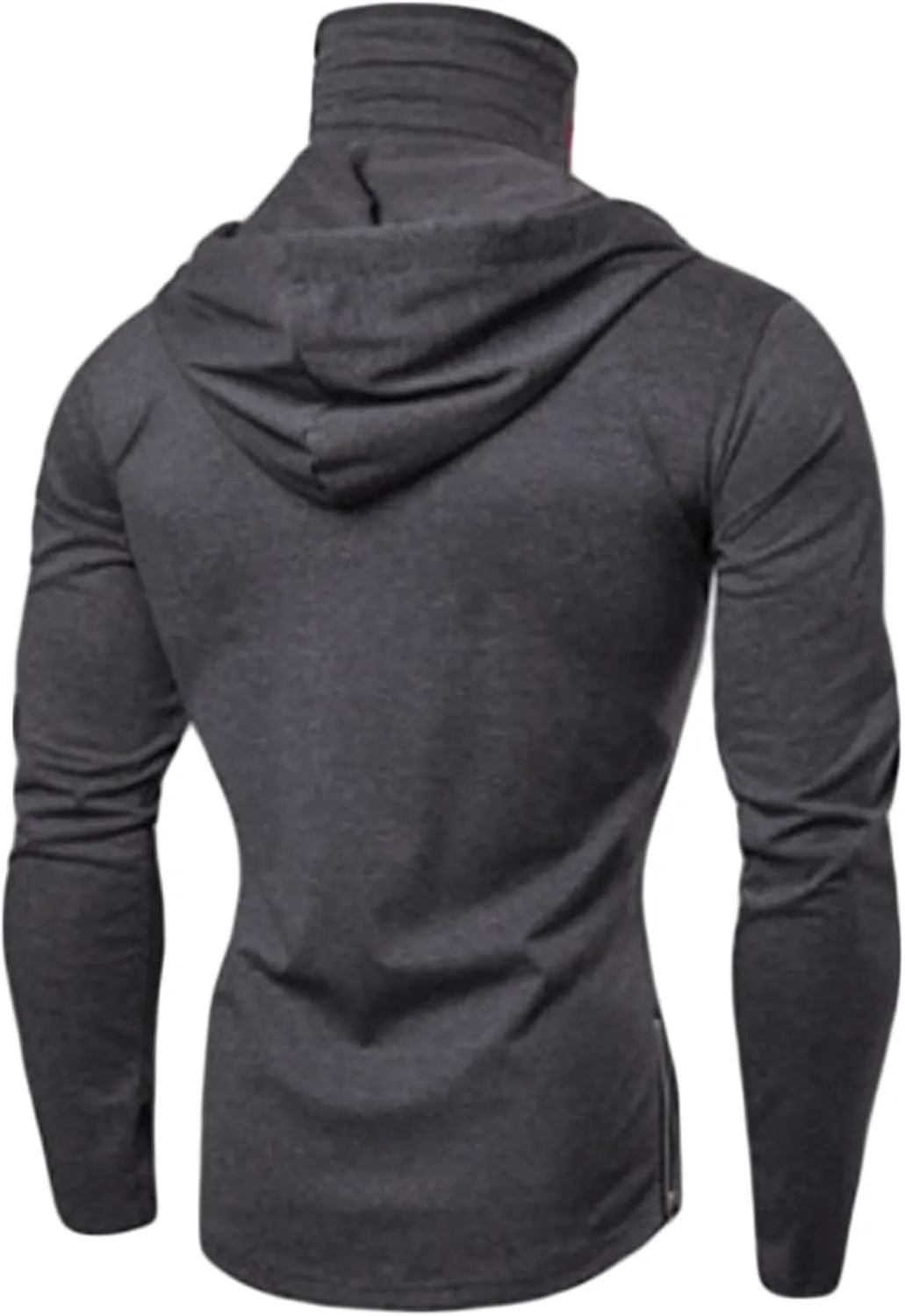 Mens Hoodie With Face Mask Turtleneck Compression Tee Tops Running Long Short Sleeve Sportwear