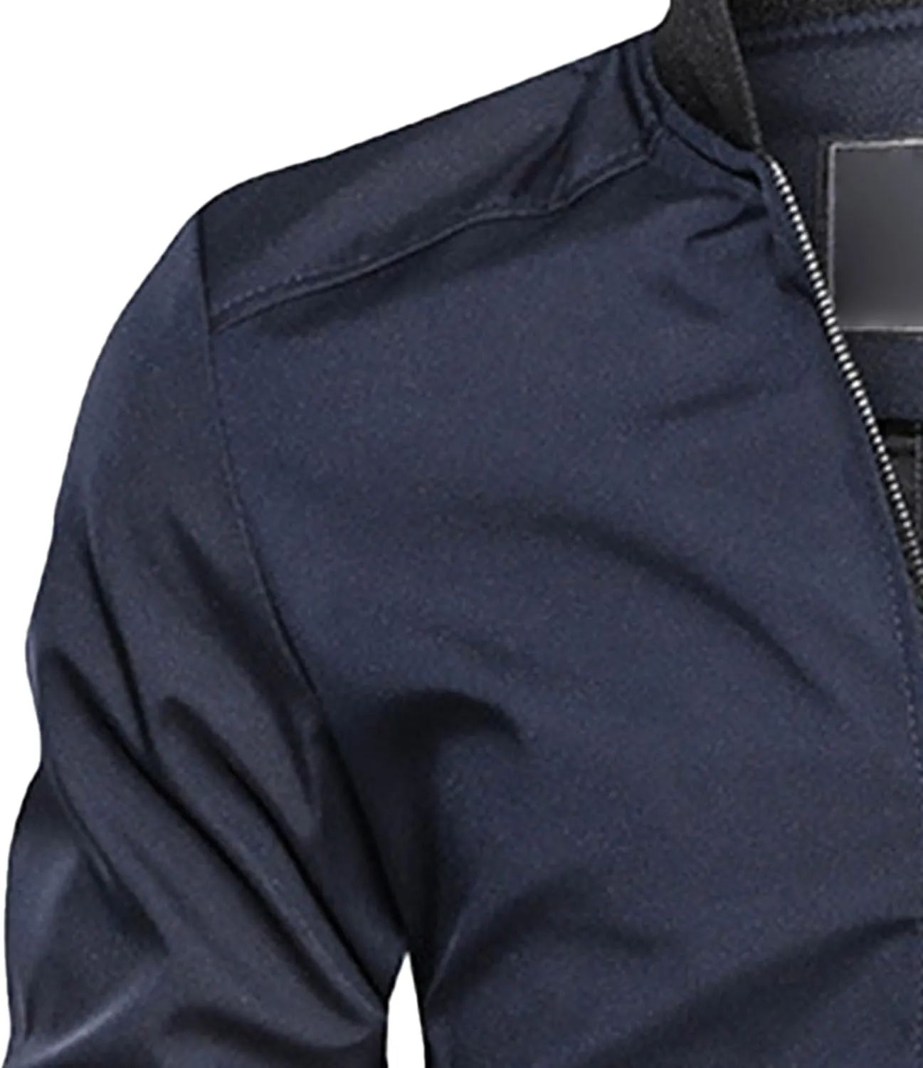Men's Lightweight Casual Bomber Jackets Mock Neck Zip Up Baseball Varsity Coat Windproof Sportwear Cotton Jacket