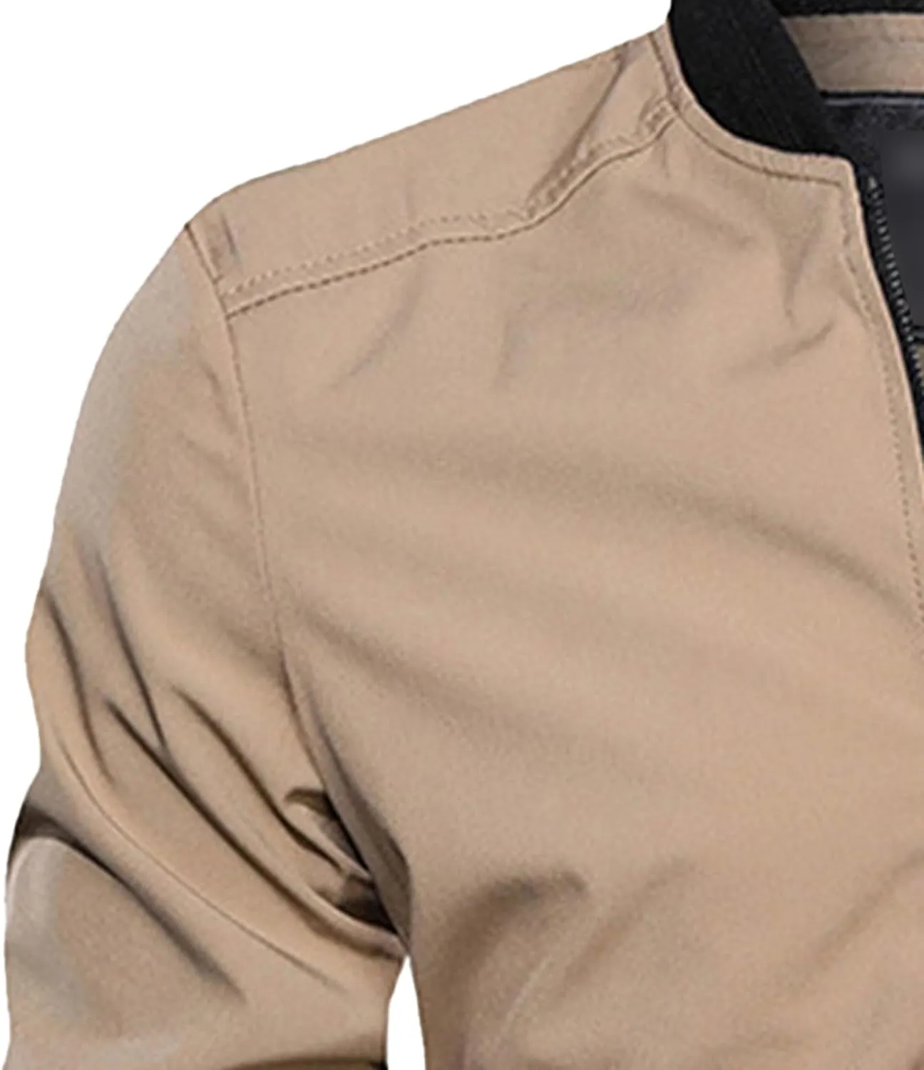 Men's Lightweight Casual Bomber Jackets Mock Neck Zip Up Baseball Varsity Coat Windproof Sportwear Cotton Jacket
