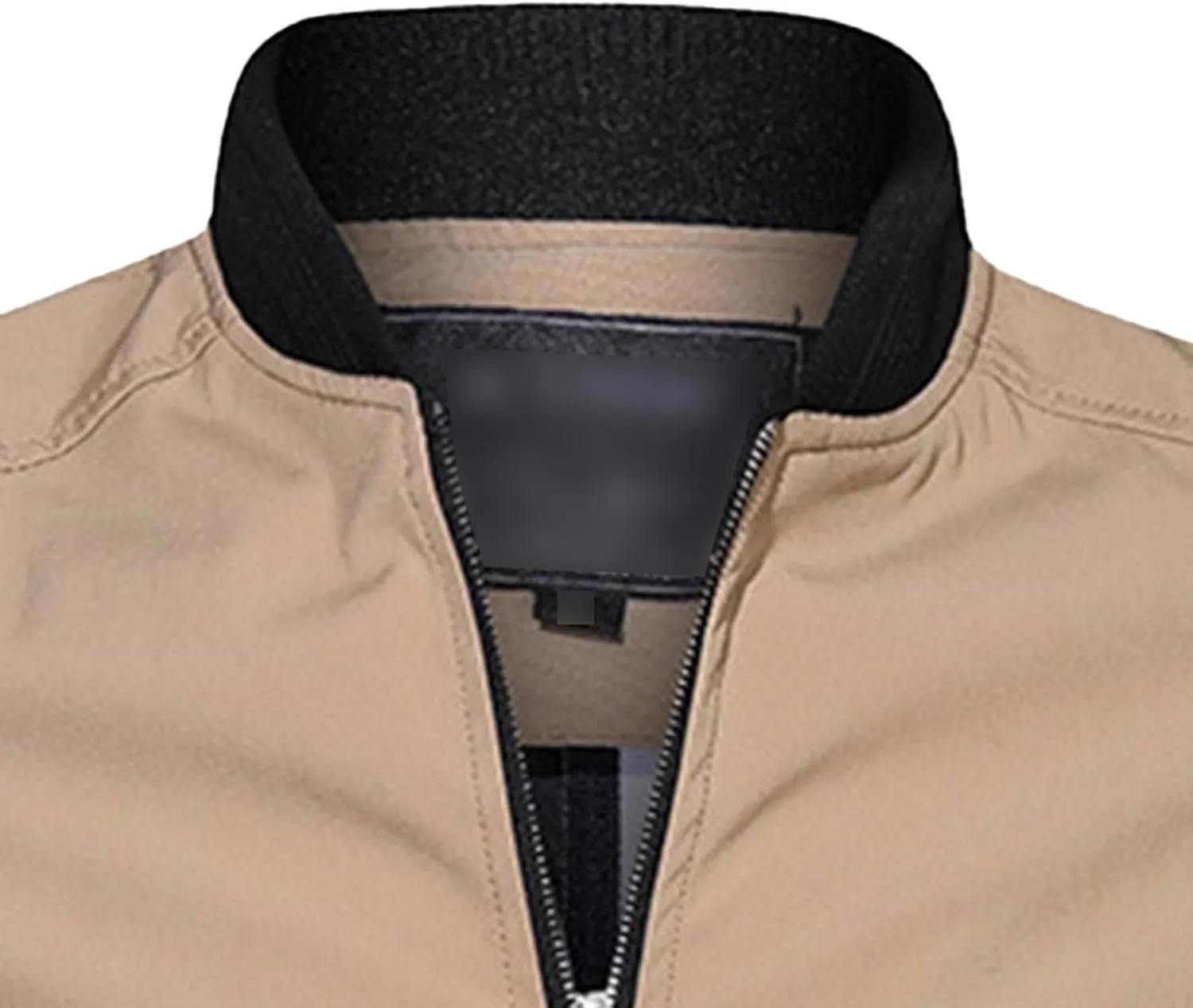 Men's Lightweight Casual Bomber Jackets Mock Neck Zip Up Baseball Varsity Coat Windproof Sportwear Cotton Jacket