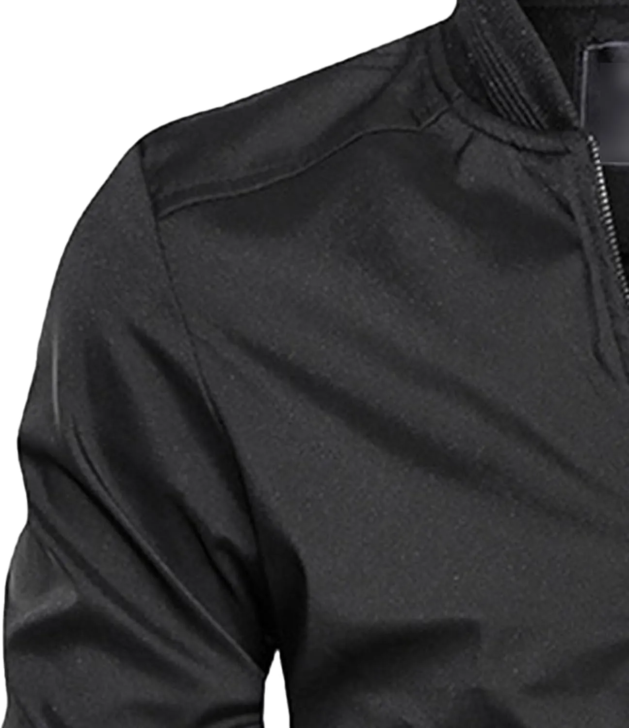Men's Lightweight Casual Bomber Jackets Mock Neck Zip Up Baseball Varsity Coat Windproof Sportwear Cotton Jacket