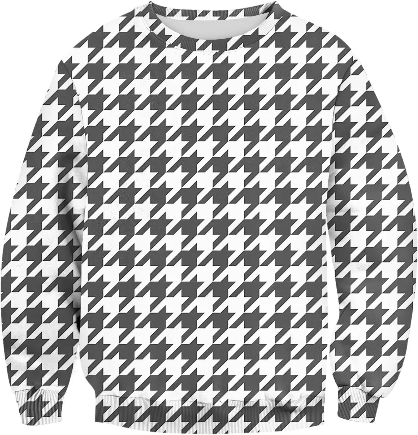 Men's Pullover Sweatshirt Novelty Plaid Print Crewneck Sweaters Plus Size Casual Long Sleeve Fall Winter Tops Outfits