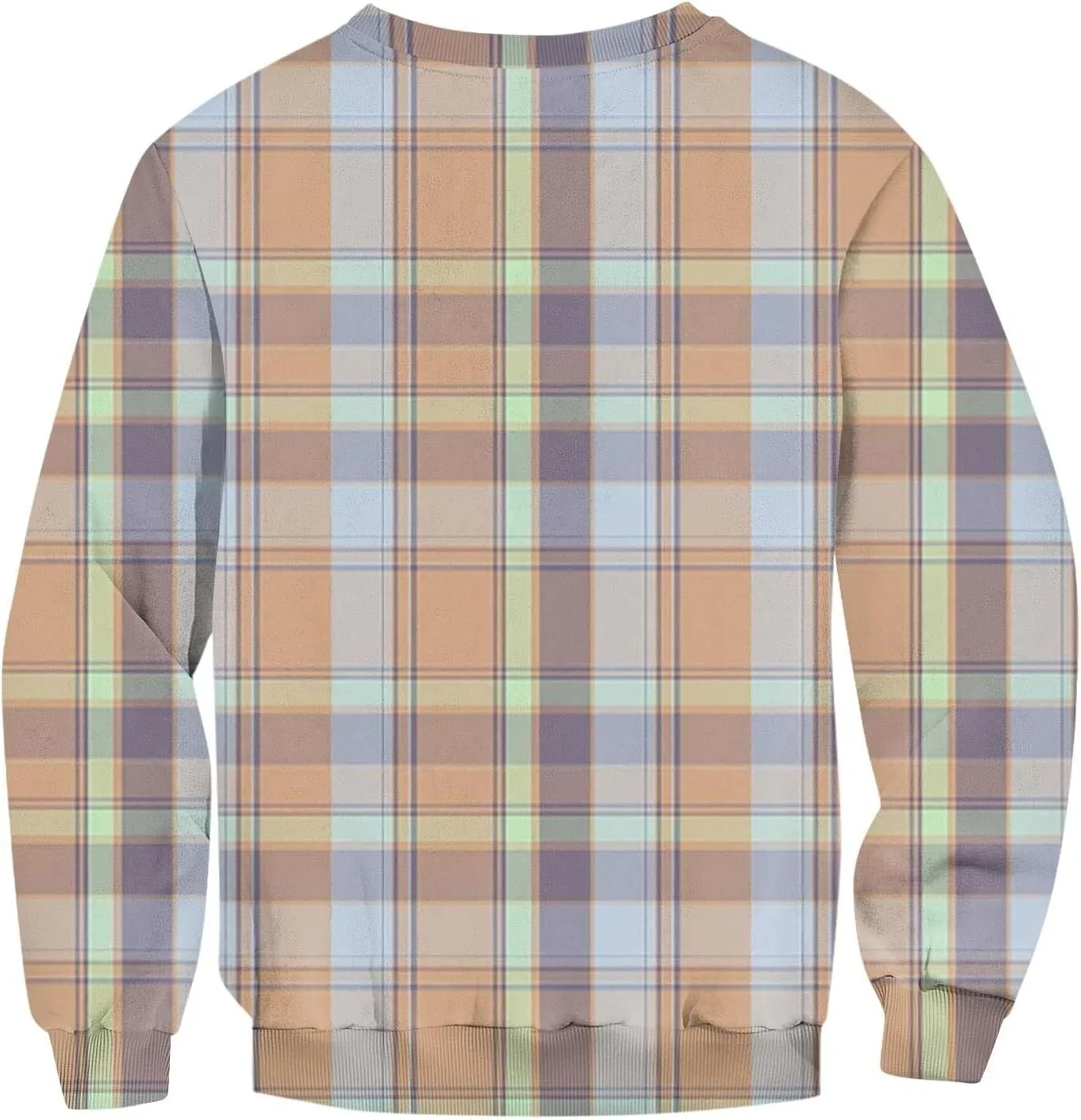 Men's Pullover Sweatshirt Novelty Plaid Print Crewneck Sweaters Plus Size Casual Long Sleeve Fall Winter Tops Outfits