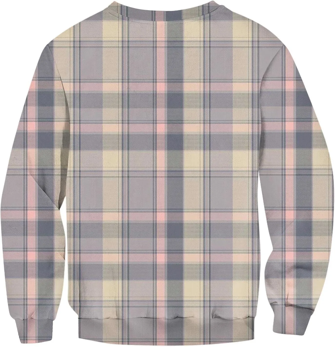 Men's Pullover Sweatshirt Novelty Plaid Print Crewneck Sweaters Plus Size Casual Long Sleeve Fall Winter Tops Outfits