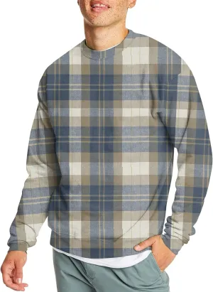 Men's Pullover Sweatshirt Novelty Plaid Print Crewneck Sweaters Plus Size Casual Long Sleeve Fall Winter Tops Outfits