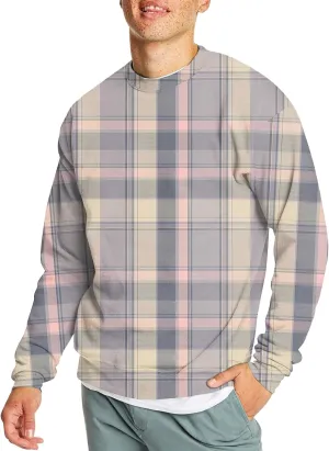 Men's Pullover Sweatshirt Novelty Plaid Print Crewneck Sweaters Plus Size Casual Long Sleeve Fall Winter Tops Outfits