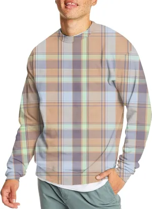 Men's Pullover Sweatshirt Novelty Plaid Print Crewneck Sweaters Plus Size Casual Long Sleeve Fall Winter Tops Outfits