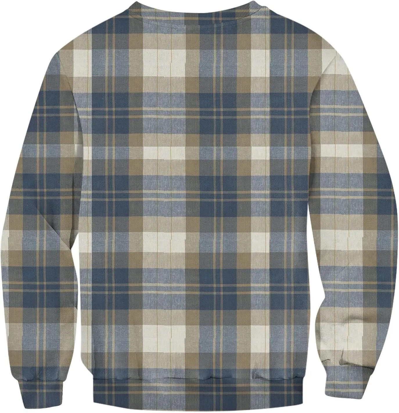 Men's Pullover Sweatshirt Novelty Plaid Print Crewneck Sweaters Plus Size Casual Long Sleeve Fall Winter Tops Outfits