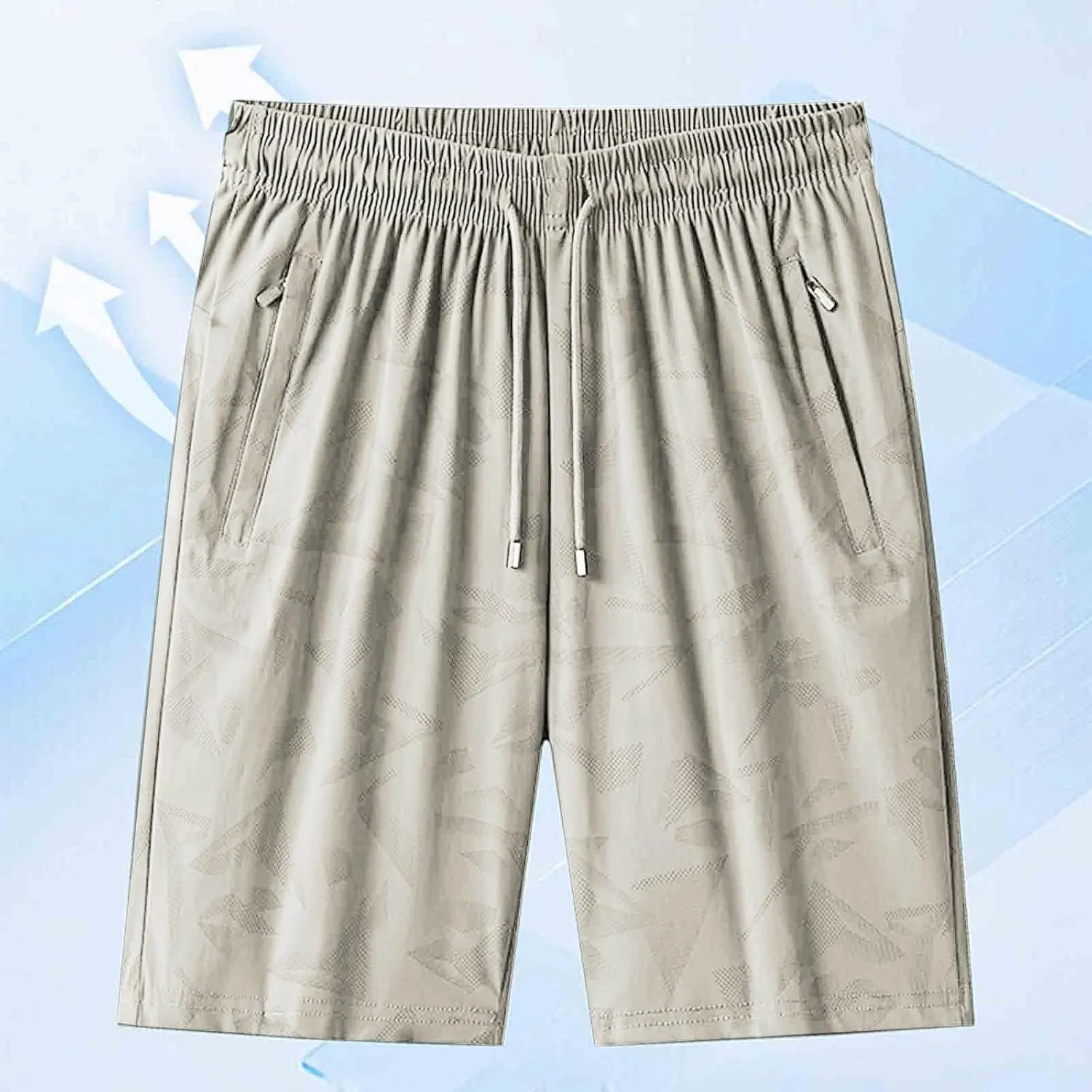 Mens Quick Dry Athletic Shorts with Zipper Pockets Stretch Active Graphic Print Workout Running Sports Training Gear