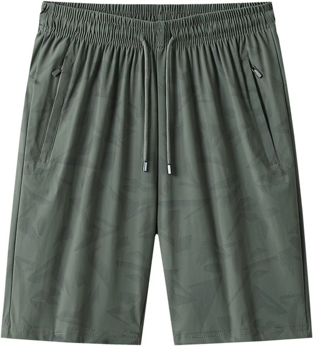 Mens Quick Dry Athletic Shorts with Zipper Pockets Stretch Active Graphic Print Workout Running Sports Training Gear