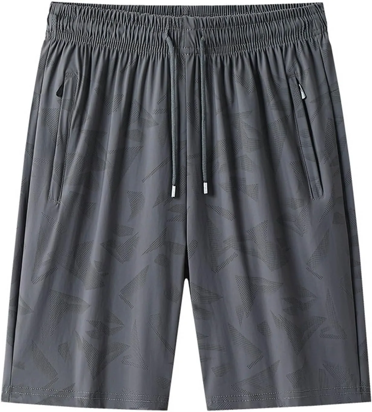 Mens Quick Dry Athletic Shorts with Zipper Pockets Stretch Active Graphic Print Workout Running Sports Training Gear
