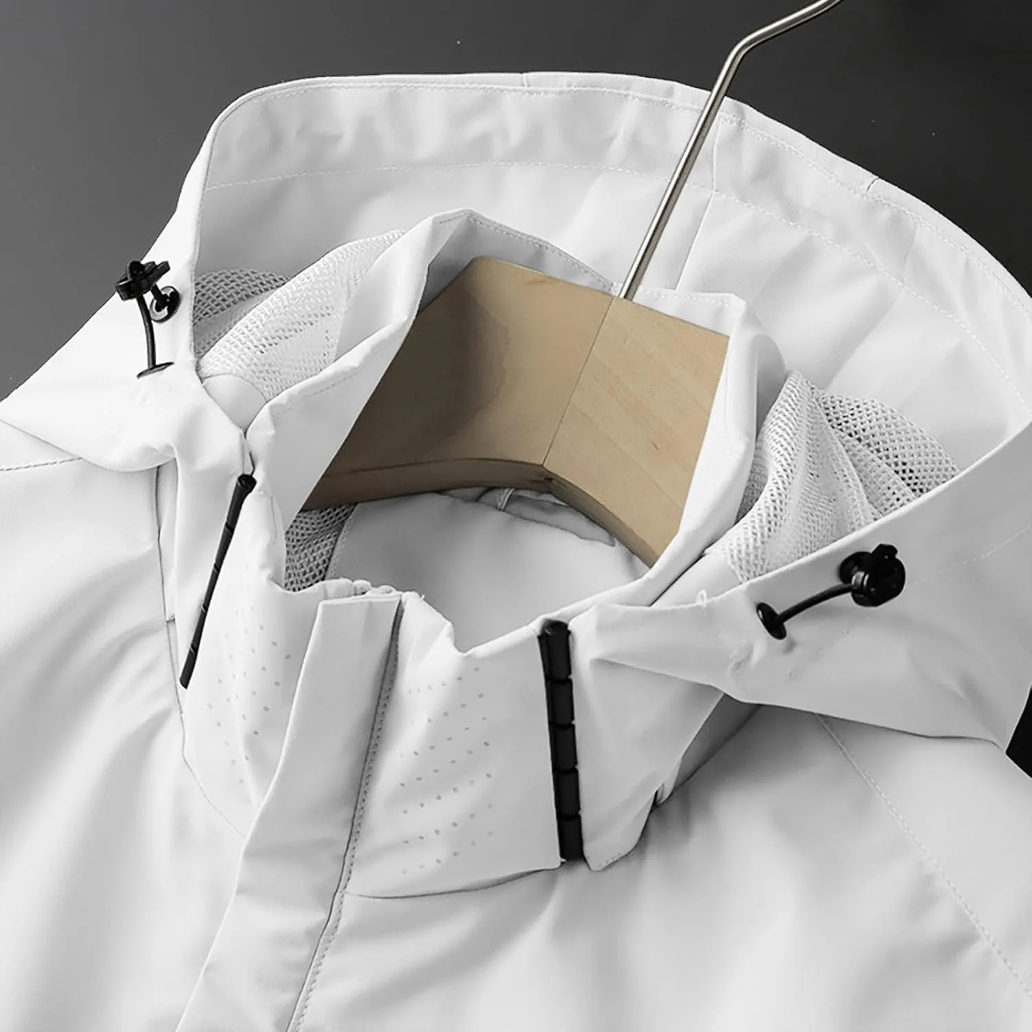 Mens Rain Jacket Outdoor Hooded Lightweight Cycling Raincoat Windbreaker Long Jacket Casual Windproof Overcoats