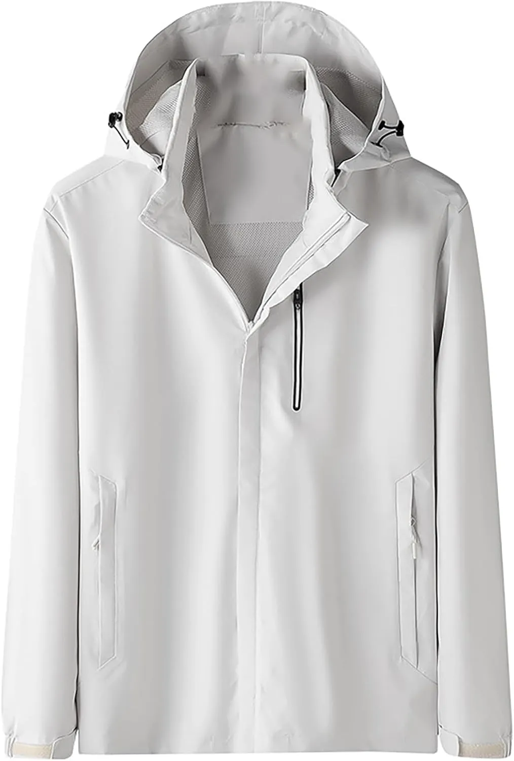 Mens Rain Jacket Outdoor Hooded Lightweight Cycling Raincoat Windbreaker Long Jacket Casual Windproof Overcoats