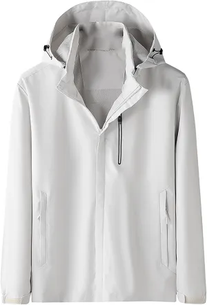 Mens Rain Jacket Outdoor Hooded Lightweight Cycling Raincoat Windbreaker Long Jacket Casual Windproof Overcoats