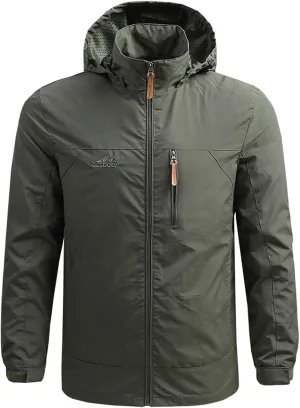 Mens Rain Jacket Waterproof Hooded Hiking Coat Lightweight Casual Windbreaker Jackets Sportwear Zipper Parkas Outerwear