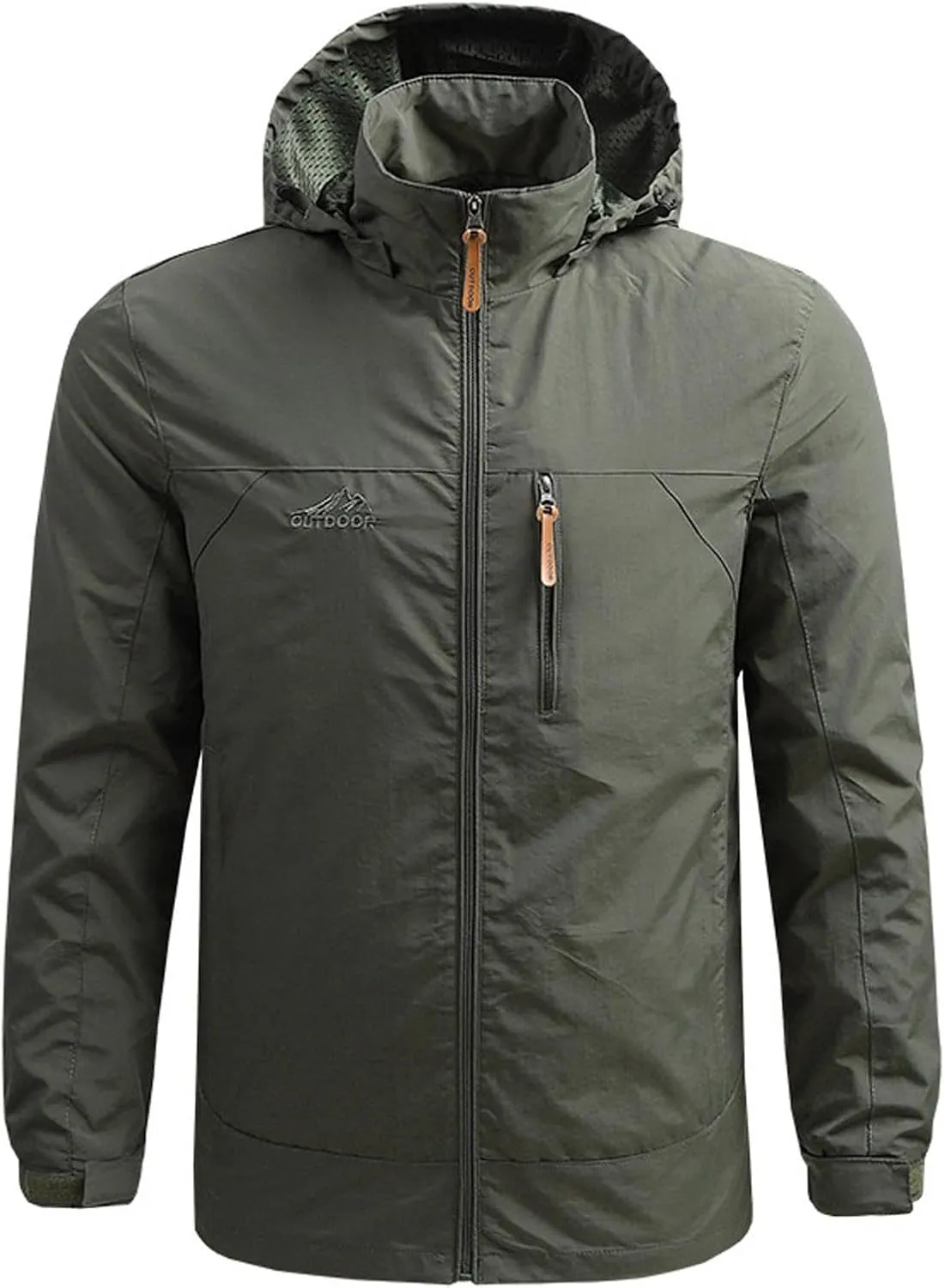 Mens Rain Jacket Waterproof Hooded Hiking Coat Lightweight Casual Windbreaker Jackets Sportwear Zipper Parkas Outerwear