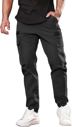 Mens Resort Wear 2025 Polyester Pants,Elastic Waist Drawstring Cargo Pants Lightweight Casual Summer Beach Trousers