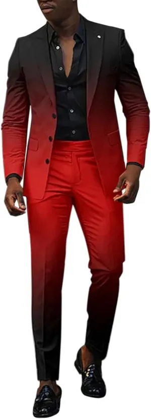 Mens Stylish Suit Sets Slim Fit 3 Button Blazer Jacket and Pants Wedding Prom Tuxedo Set Casual Business Suit Sets
