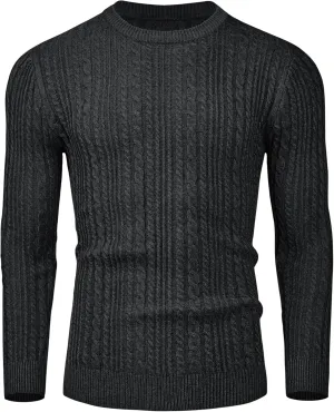 Mens Sweater Crewneck Sweaters for Men Dress Sweater Cable Knit Sweater Lightweight Mens Pullover Sweater