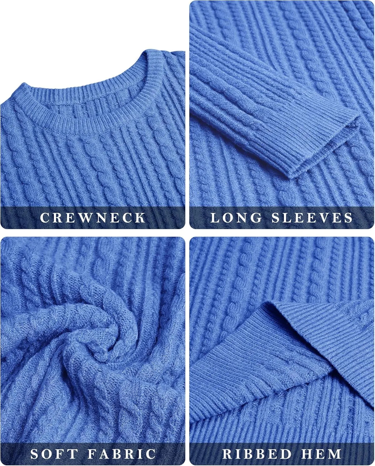 Mens Sweater Crewneck Sweaters for Men Dress Sweater Cable Knit Sweater Lightweight Mens Pullover Sweater