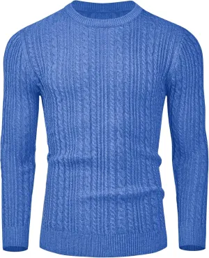 Mens Sweater Crewneck Sweaters for Men Dress Sweater Cable Knit Sweater Lightweight Mens Pullover Sweater