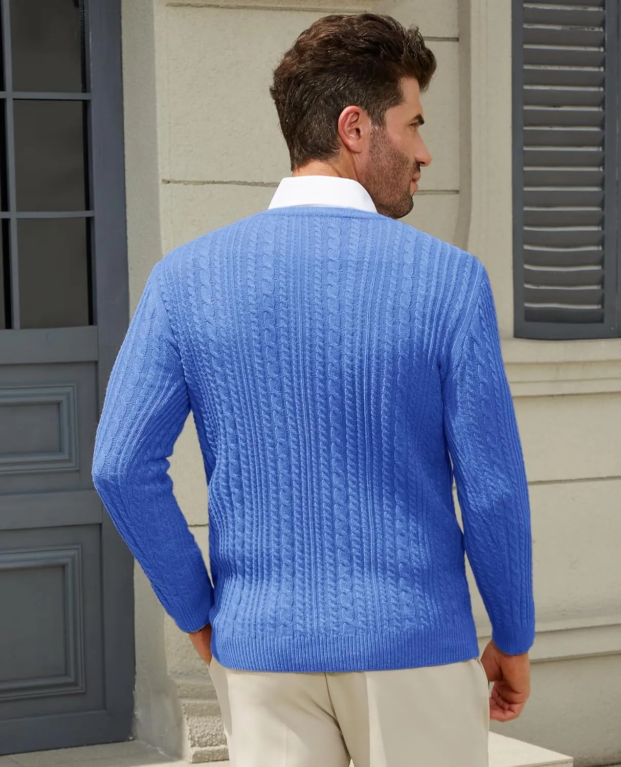 Mens Sweater Crewneck Sweaters for Men Dress Sweater Cable Knit Sweater Lightweight Mens Pullover Sweater