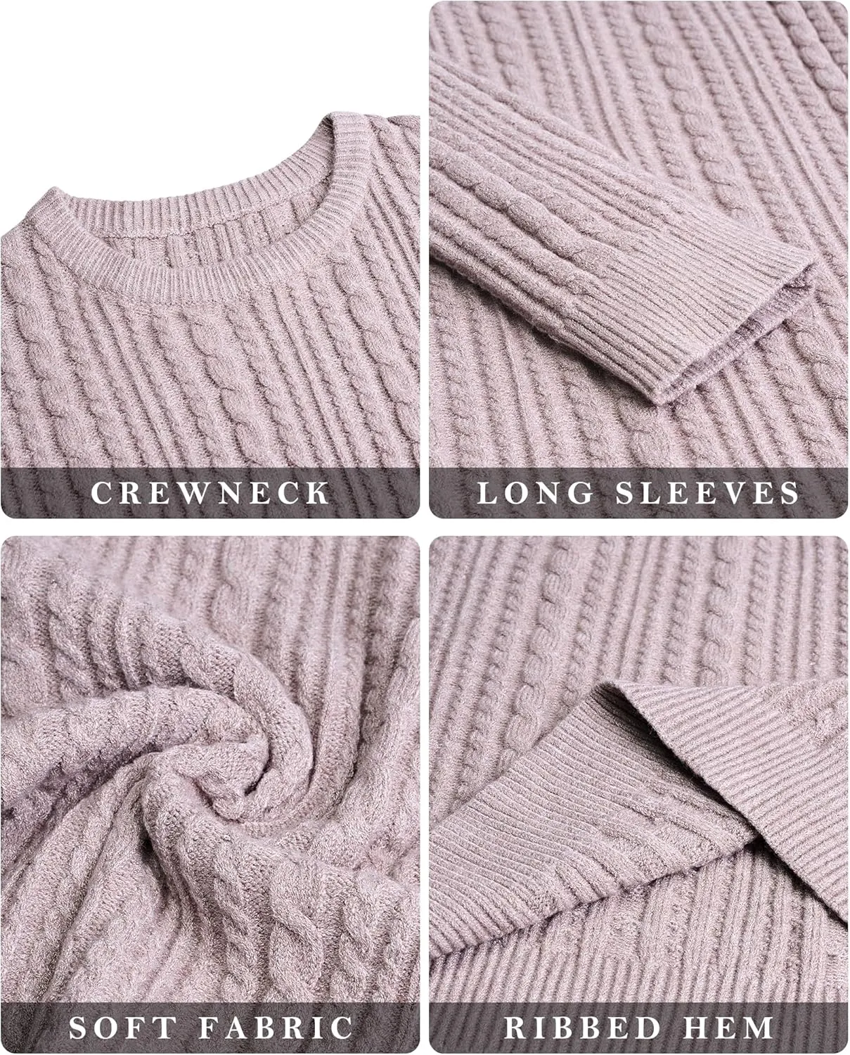 Mens Sweater Crewneck Sweaters for Men Dress Sweater Cable Knit Sweater Lightweight Mens Pullover Sweater