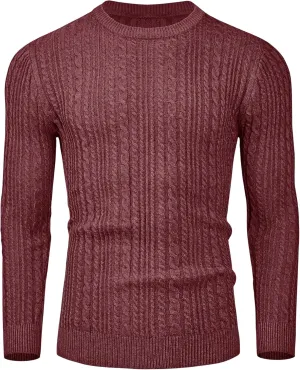 Mens Sweater Crewneck Sweaters for Men Dress Sweater Cable Knit Sweater Lightweight Mens Pullover Sweater