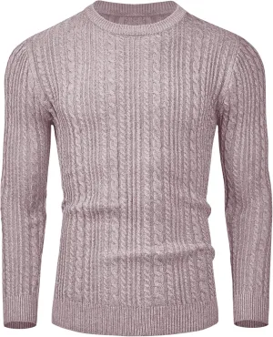 Mens Sweater Crewneck Sweaters for Men Dress Sweater Cable Knit Sweater Lightweight Mens Pullover Sweater