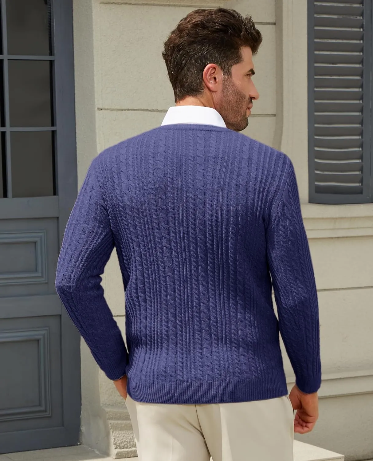 Mens Sweater Crewneck Sweaters for Men Dress Sweater Cable Knit Sweater Lightweight Mens Pullover Sweater