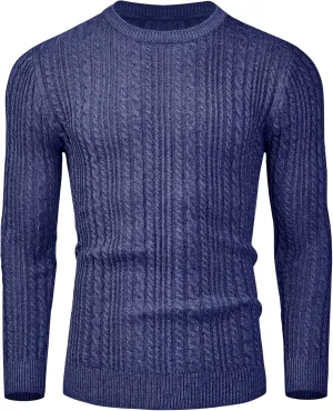 Mens Sweater Crewneck Sweaters for Men Dress Sweater Cable Knit Sweater Lightweight Mens Pullover Sweater