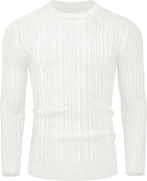 Mens Sweater Crewneck Sweaters for Men Dress Sweater Cable Knit Sweater Lightweight Mens Pullover Sweater