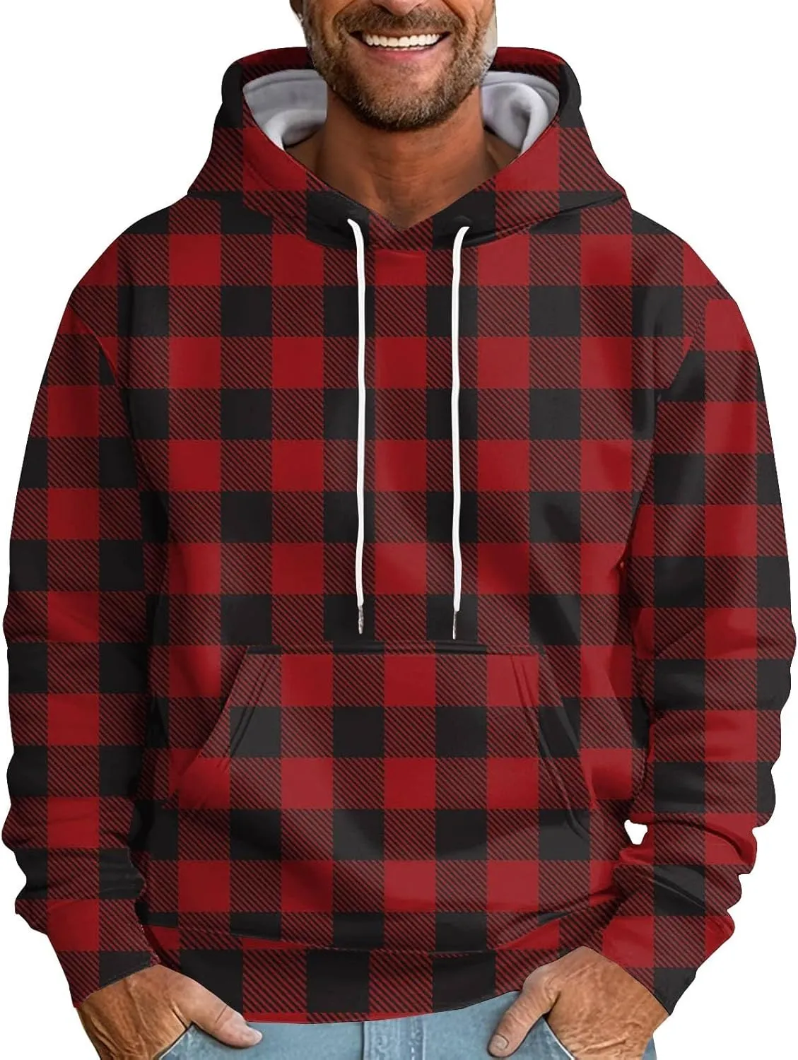Mens Sweatshirt Hoodie Big and Tall Hooded Fleece Sweatshirt Pullover Loose Fit Workout Hoodie Sweatshirt Sportwear
