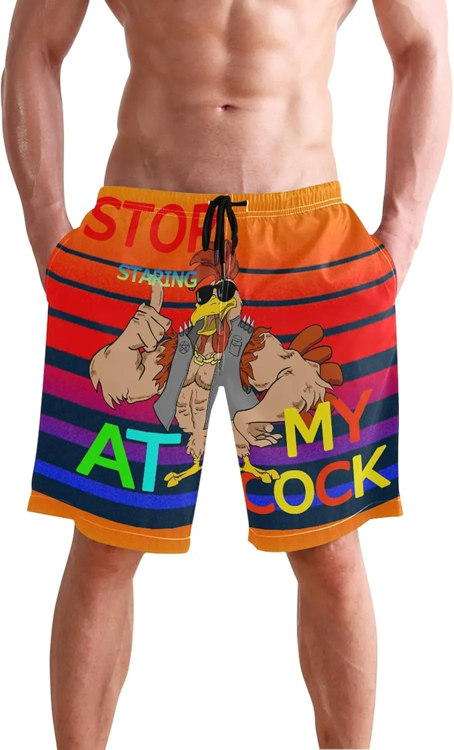 Men's Swim Trunks Colorful Golden Animal Print Board Shorts for Men Quick Dry Bathing Suit with Mesh Lining Pocket