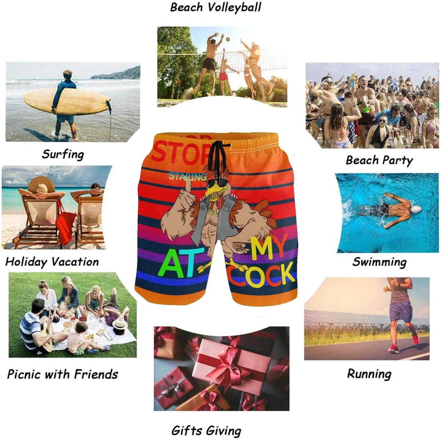 Men's Swim Trunks Colorful Golden Animal Print Board Shorts for Men Quick Dry Bathing Suit with Mesh Lining Pocket