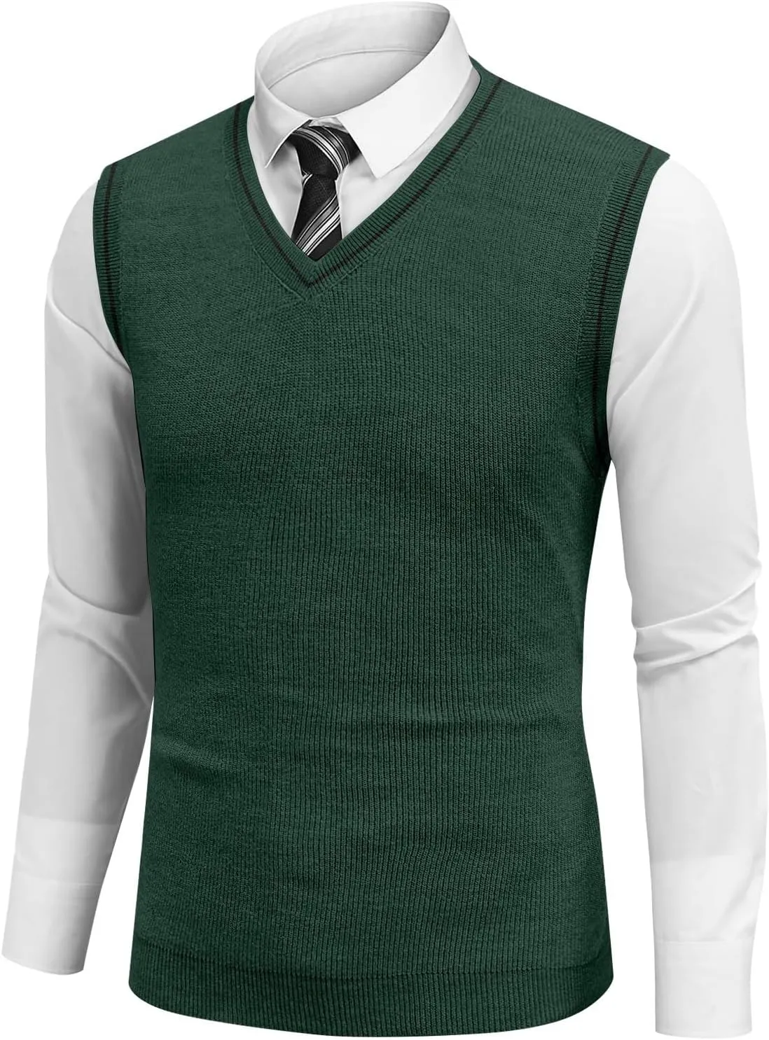 Men's Vest V Neck Knitted Tops 2025 Lightweight Relaxed Fit Sleeveless Pullover Business Work Solid Vest Sweater