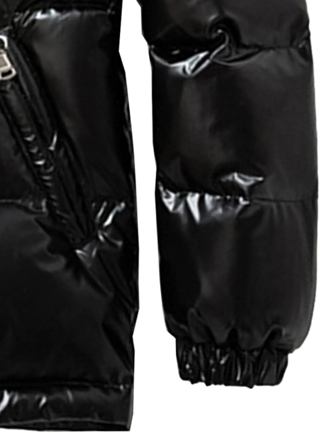 Men's Waterproof Glossy Down Jacket Winter Warm Puffer Hooded Coat Full Zip Padded Windproof Down Casual Jacket